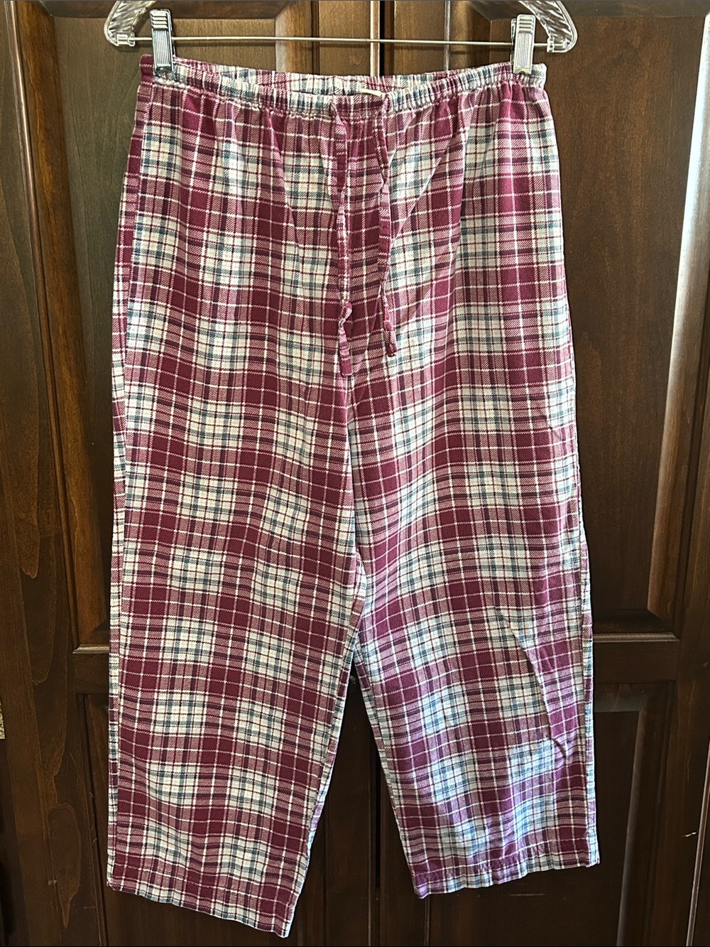 LL Bean Sz S Maroon Plaid Pajama Lounge Pants